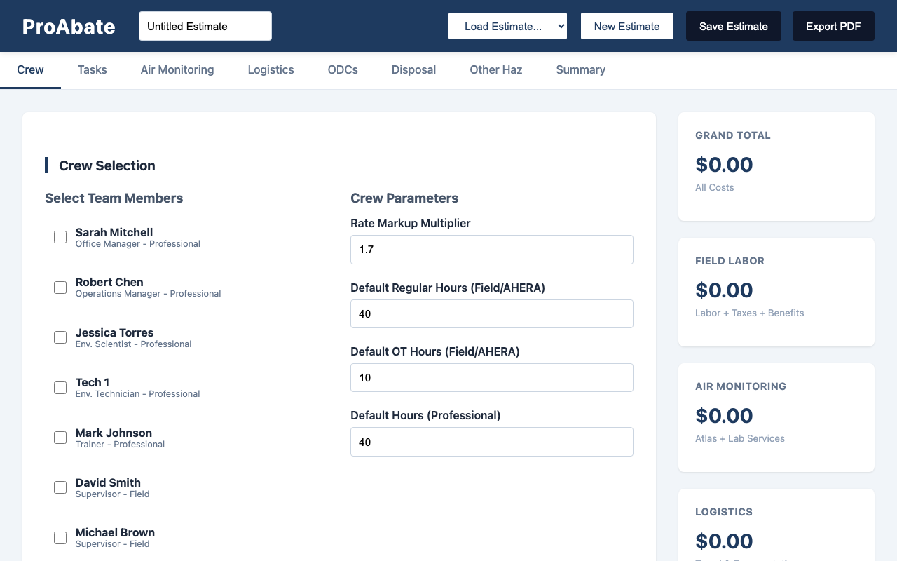 Abatement Quote Tool preview